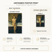Edvard Munch - Puberty poster print size comparison and framing display infographic