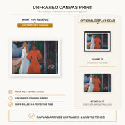 Edvard Munch - Red and White canvas print size comparison and framing display infographic