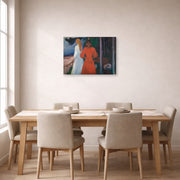 Gallery-wrapped canvas print of Edvard Munch's Red and White displayed on a wall in a dining room