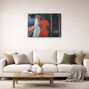 Gallery-wrapped canvas print of Edvard Munch's Red and White displayed on a wall in a living room