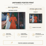 Edvard Munch - Red and White poster print size comparison and framing display infographic