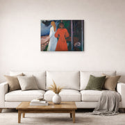 Unframed poster print of Edvard Munch's Red and White displayed on a wall in a living room