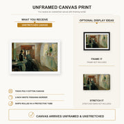 Edvard Munch - Spring canvas print size comparison and framing display infographic