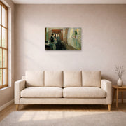 Unframed poster print of Edvard Munch's Spring displayed on a wall in a living room