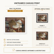 Edvard Munch - The Day After canvas print size comparison and framing display infographic