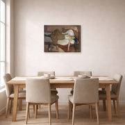 Gallery-wrapped canvas print of Edvard Munch's The Day After displayed on a wall in a dining room