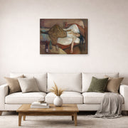Gallery-wrapped canvas print of Edvard Munch's The Day After displayed on a wall in a living room
