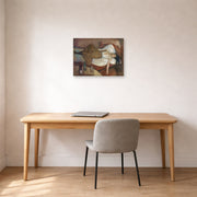 Unframed poster print of Edvard Munch's The Day After displayed on a wall in a home office