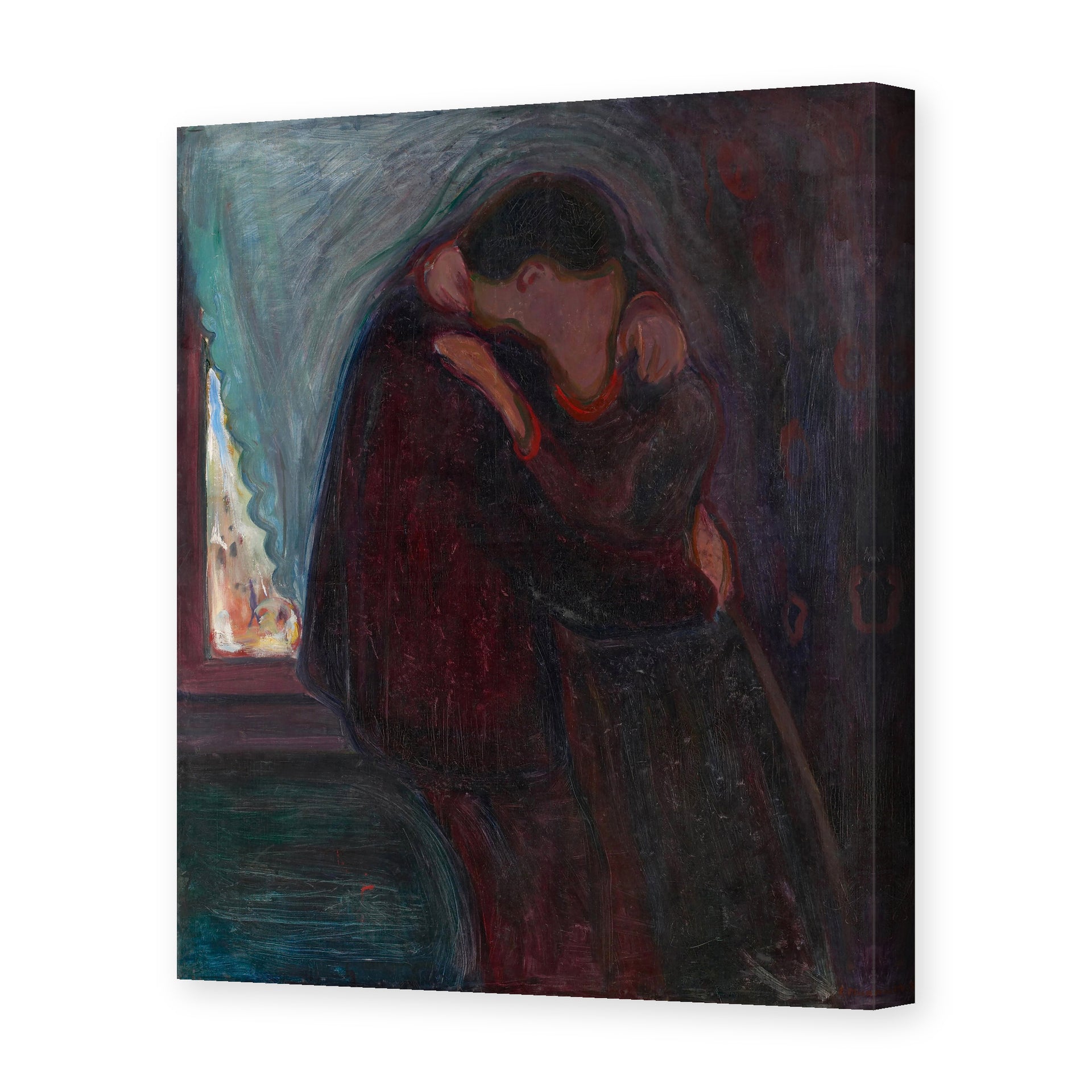 Edvard Munch's 'The Kiss' painting reproduced as a gallery-wrapped canvas print