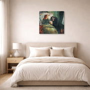 Gallery-wrapped canvas print of Edvard Munch's The Sick Child displayed on a wall in a bedroom