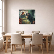 Gallery-wrapped canvas print of Edvard Munch's The Sick Child displayed on a wall in a dining room