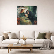 Gallery-wrapped canvas print of Edvard Munch's The Sick Child displayed on a wall in a living room