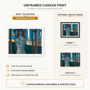 Edvard Munch - The Voice, Summer Night canvas print size comparison and framing display infographic
