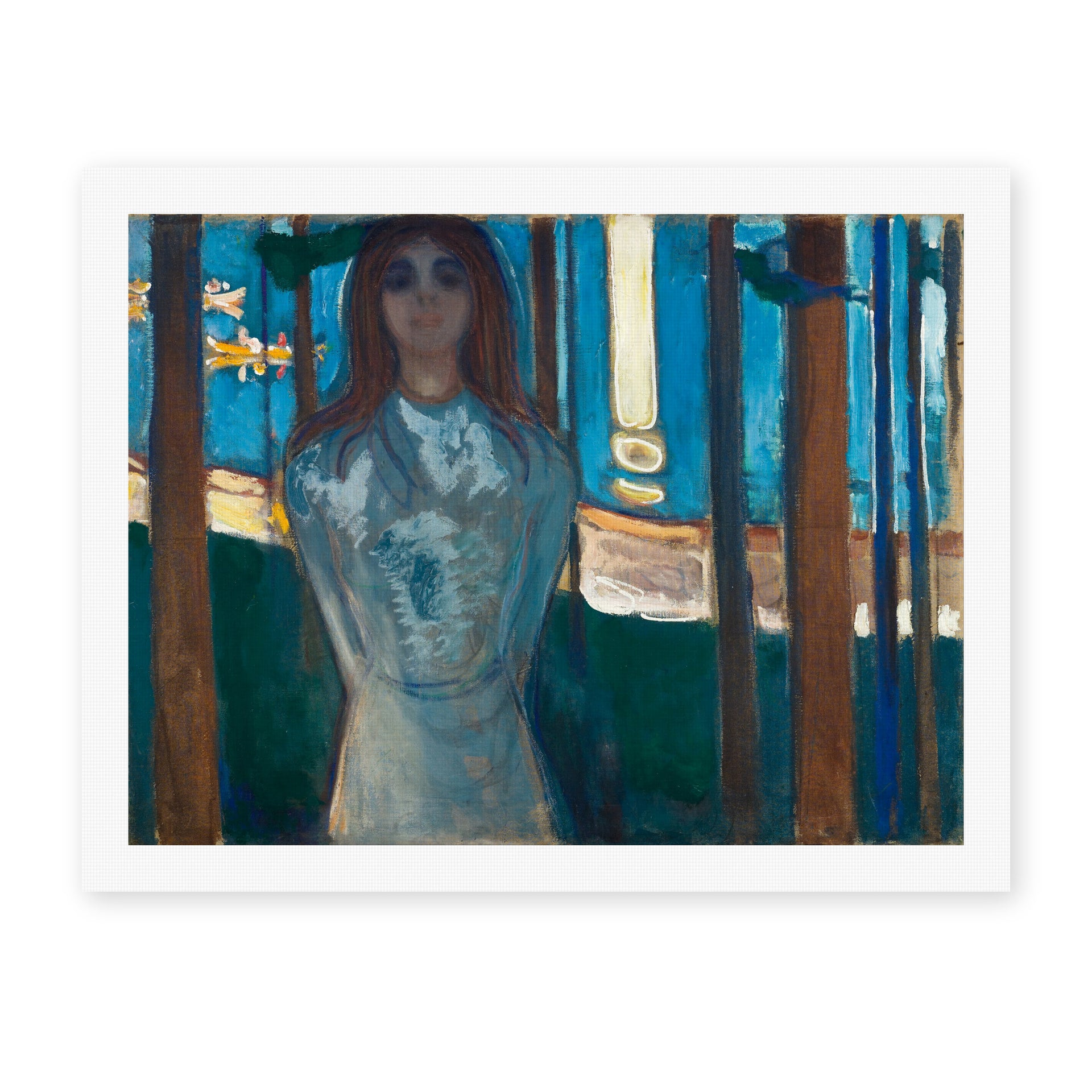 Edvard Munch's 'The Voice, Summer Night' painting reproduced as a rolled canvas print