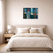 Gallery-wrapped canvas print of Edvard Munch's The Voice, Summer Night displayed on a wall in a bedroom