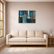 Gallery-wrapped canvas print of Edvard Munch's The Voice, Summer Night displayed on a wall in a living room