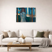 Gallery-wrapped canvas print of Edvard Munch's The Voice, Summer Night displayed on a wall in a living room