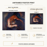 Edvard Munch - Vampire poster print size comparison and framing display infographic