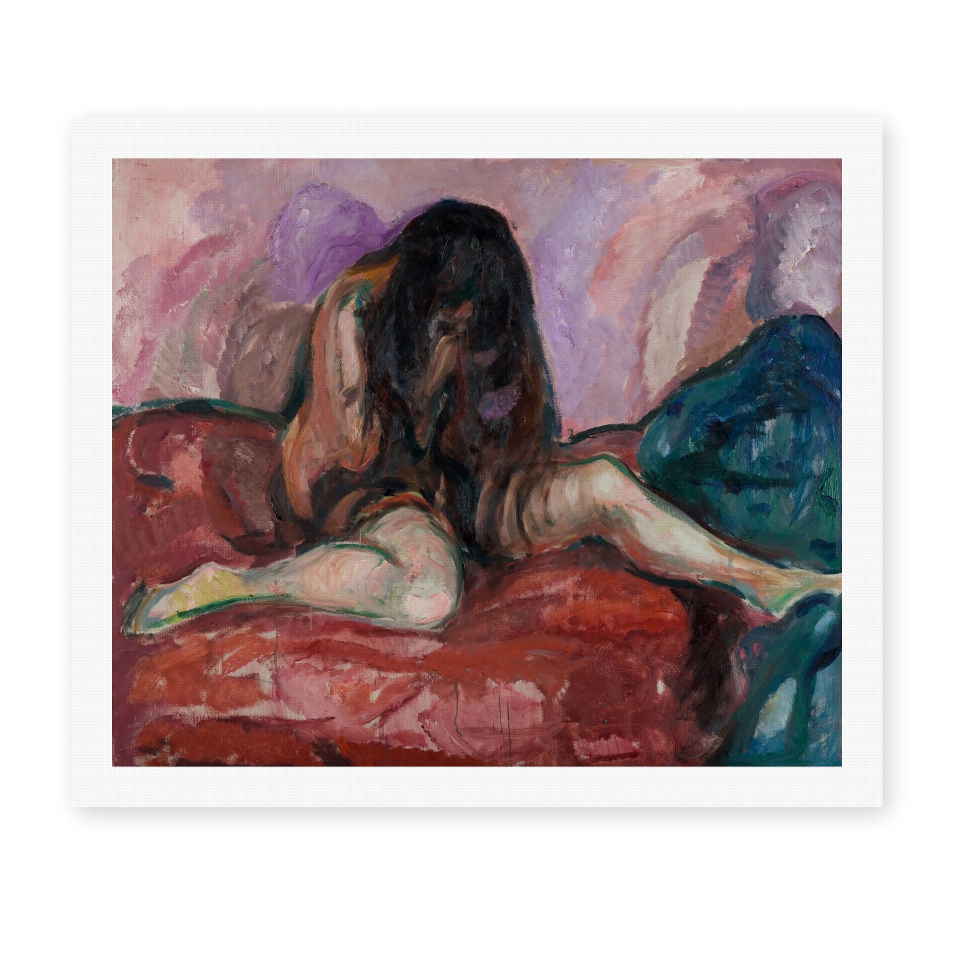 Edvard Munch's 'Weeping Nude' painting reproduced as a rolled canvas print
