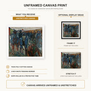 Edvard Munch - Workers on their Way Home canvas print size comparison and framing display infographic