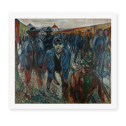 Edvard Munch's 'Workers on their Way Home' painting reproduced as a rolled canvas print