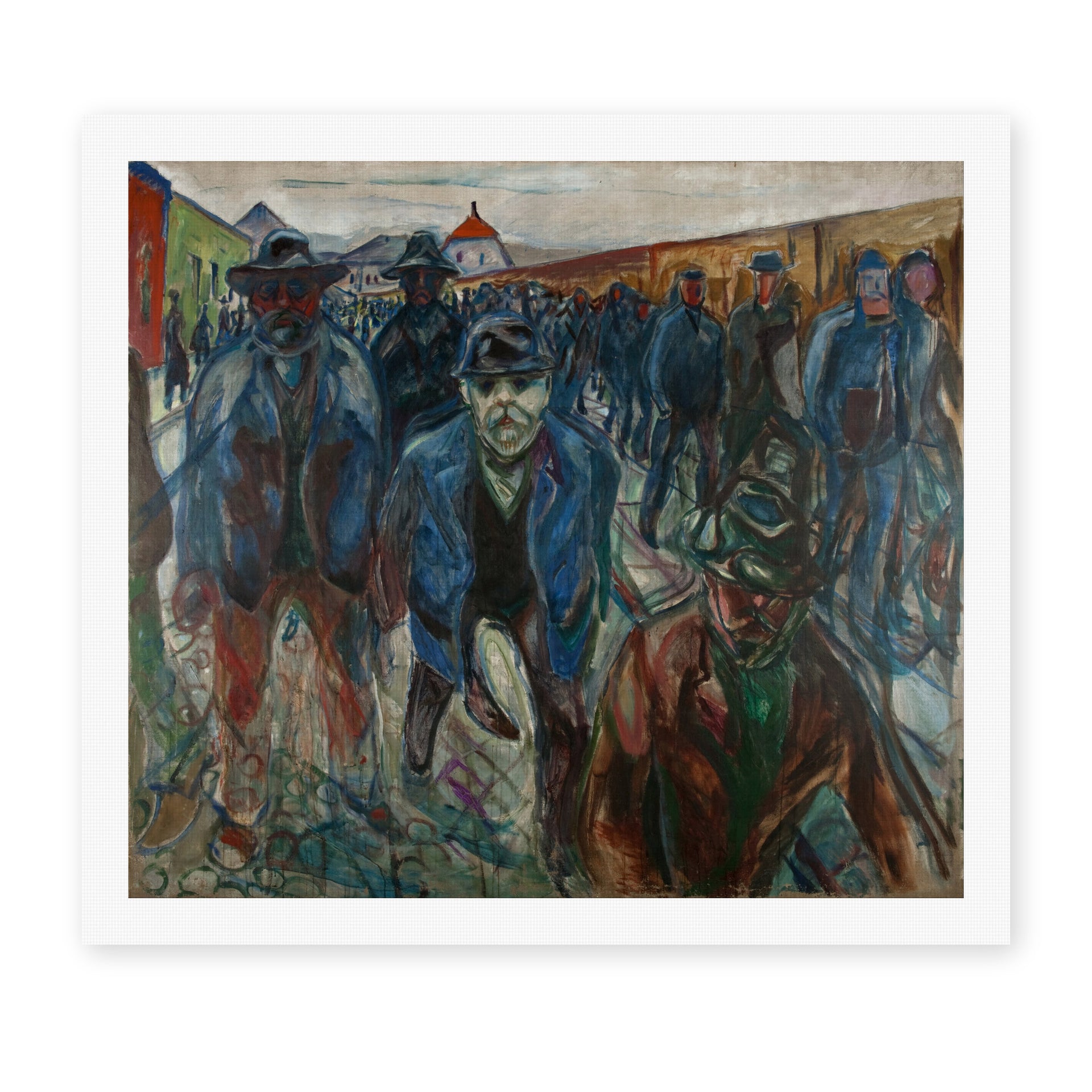 Edvard Munch's 'Workers on their Way Home' painting reproduced as a rolled canvas print