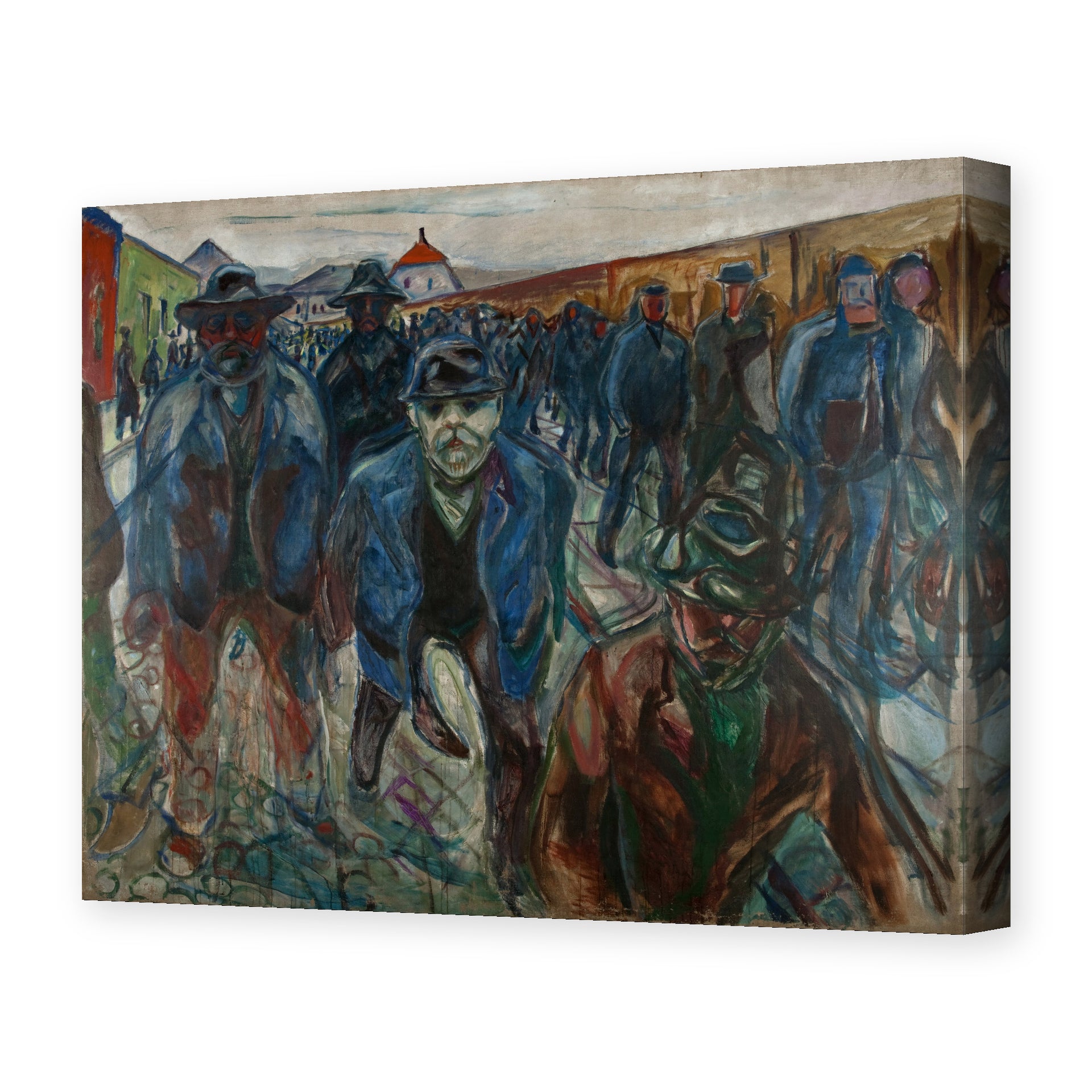 Edvard Munch's 'Workers on their Way Home' painting reproduced as a gallery-wrapped canvas print