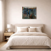 Gallery-wrapped canvas print of Edvard Munch's Workers on their Way Home displayed on a wall in a bedroom