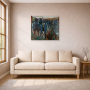 Gallery-wrapped canvas print of Edvard Munch's Workers on their Way Home displayed on a wall in a living room