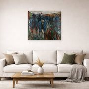 Gallery-wrapped canvas print of Edvard Munch's Workers on their Way Home displayed on a wall in a living room