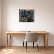 Gallery-wrapped canvas print of Edvard Munch's Workers on their Way Home displayed on a wall in a home office
