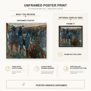 Edvard Munch - Workers on their Way Home poster print size comparison and framing display infographic