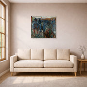 Unframed poster print of Edvard Munch's Workers on their Way Home displayed on a wall in a living room
