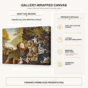 Edward Hicks - The Peaceable Kingdom gallery wrap canvas construction and hanging details infographic