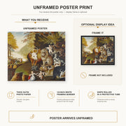 Edward Hicks - The Peaceable Kingdom poster print size comparison and framing display infographic