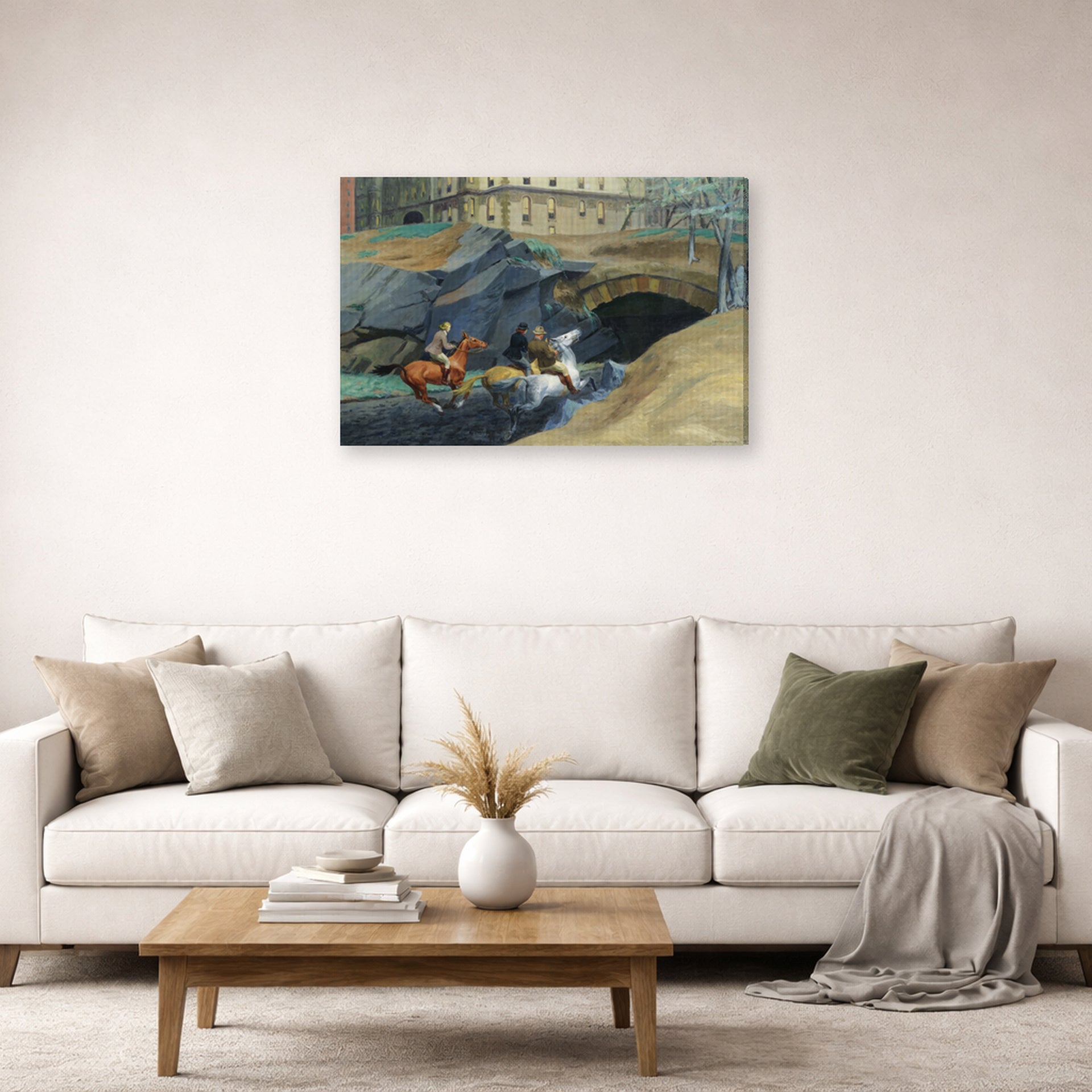 Gallery-wrapped canvas print of Edward Hopper's 'Bridle Path' displayed on a wall in a living room (image 2 of 2)