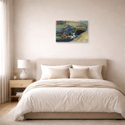 Unframed poster print of Edward Hopper's 'Bridle Path' displayed on a wall in a bedroom