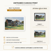 Edward Hopper - Cape Cod Afternoon canvas print size comparison and framing display infographic