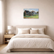 Gallery-wrapped canvas print of Edward Hopper's 'Cape Cod Afternoon' displayed on a wall in a bedroom