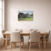Gallery-wrapped canvas print of Edward Hopper's 'Cape Cod Afternoon' displayed on a wall in a dining room
