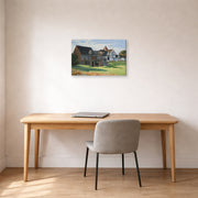 Gallery-wrapped canvas print of Edward Hopper's 'Cape Cod Afternoon' displayed on a wall in an office