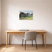 Unframed poster print of Edward Hopper's 'Cape Cod Afternoon' displayed on a wall in an office