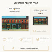 Edward Hopper - Early Sunday Morning poster print size comparison and framing display infographic