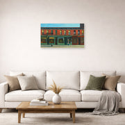 Unframed poster print of Edward Hopper's 'Early Sunday Morning' displayed on a wall in a living room (image 2 of 2)