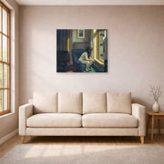 Gallery-wrapped canvas print of Edward Hopper's 'Eleven A.M. (11 am)' displayed on a wall in a living room (image 1 of 2)