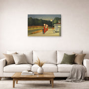 Gallery-wrapped canvas print of Edward Hopper's 'Gas' displayed on a wall in a living room (image 2 of 2)