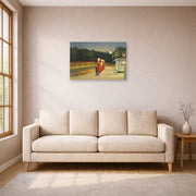Unframed poster print of Edward Hopper's 'Gas' displayed on a wall in a living room (image 1 of 2)