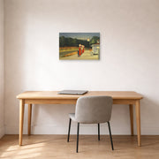 Unframed poster print of Edward Hopper's 'Gas' displayed on a wall in an office