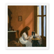 Edward Hopper's 'Girl at a Sewing Machine' painting reproduced as a rolled canvas print