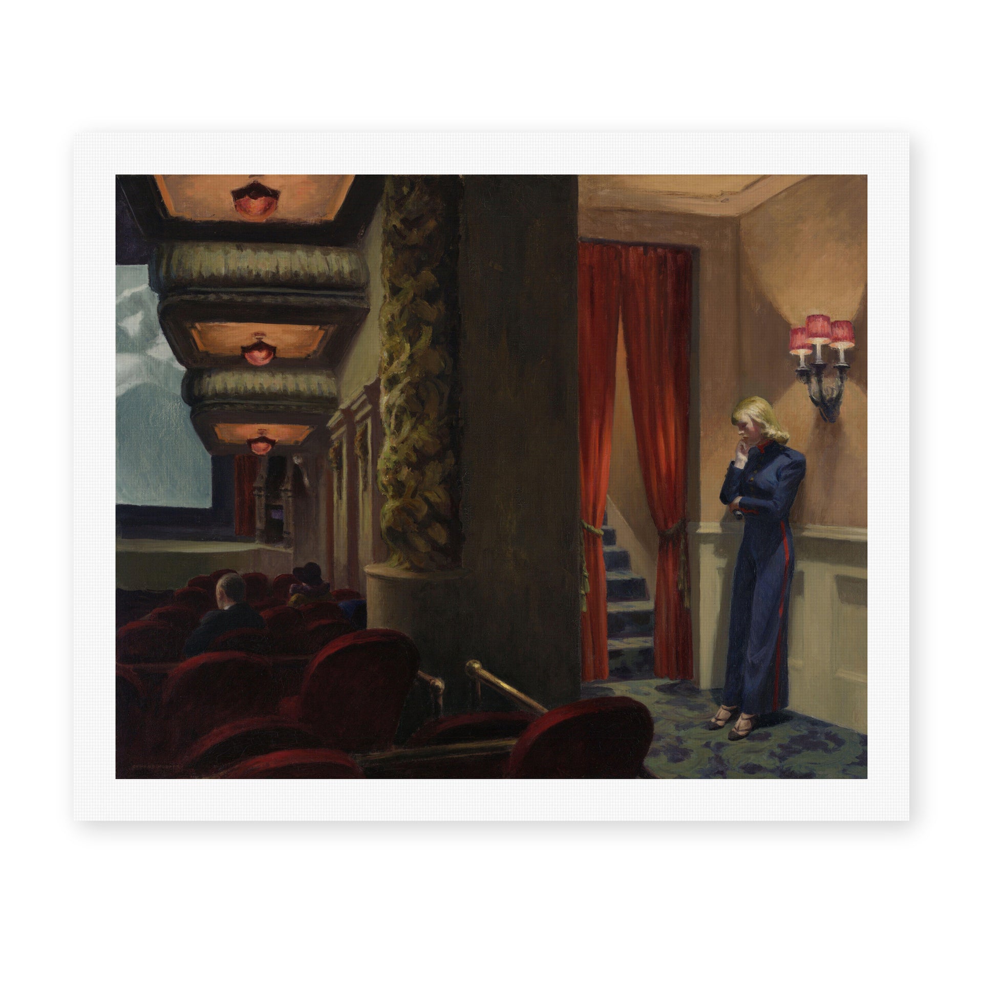 Edward Hopper's 'New York Movie' painting reproduced as a rolled canvas print